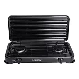 Настільна газова плита Sokany SK-6002B 2 конфорки 4.4 кВт під балонний газ для Чорний
