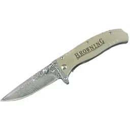 Нож складной Browning-F107 Damascus, ручка дамасская сталь, длина 178 мм, 160 гр, Box