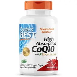 Натуральная добавка Doctor's Best CoQ10 200 mg with BioPerine 180 вегакапсул