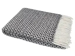 Плед вовняний Vladi Рогожка 140х200 темно-сіра