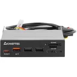 Card Reader 2x USB3.2, 2x Type-C, 1x PD3.0, 1x QC3.0 USB, внутренний, 3.5" черный CRD-908H Chieftec