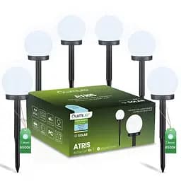 Набір білих садових куль Lumiled Atris 10 см на сонячній батареї 6 шт.