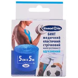 Бинт адгезивний еластичний тейп Білосніжка синій 5 см х 5 м (298640)