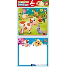 Развивающий набор 4 в 1 Ферма Vladi Toys VT2002-01 пазл, раскраска. Маркер