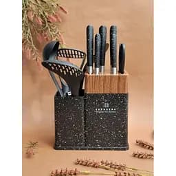 Набор кухонных ножей Edenberg EB-11098 из 12 предметов на стойке Черный