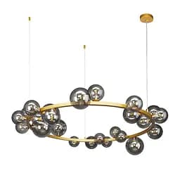 Люстра Levistella 918LP267-24 DDG+BK, 24 плафона G9, метал, скло, золотий, чорний, сучасний стиль, потолочна