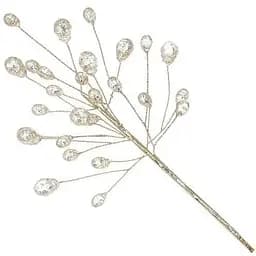 Декоративная ветка с перламутровыми кристаллами и глиттером для декорации Шампань 23 см