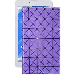 Чохол StatusCASE з екошкіри для планшету Pixus Play V4.0.7 3G Фіолетовий ромб