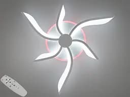 Пристельова світлодіодна люстра з пультом, підсвічуванням, 55W, біла