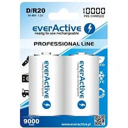 Аккумуляторные батареи EverActive D/HR20 10000mAh BL 2 шт.