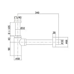 Сифон для раковини Paffoni 1”1/4G steel ZACC240ST, Нержавіюча сталь - мініатюра 2