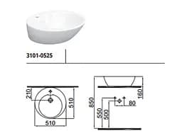 Раковина Idevit Alfa 51x51 3101-0525, Білий - мініатюра 2