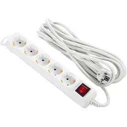 Сетевой удлинитель 2E 5XSchuko з вимикачем,5м, white (2E-U05ES15M5)