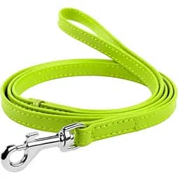 Повідець для собак Waudog Glamour, шкіряний, 122х1,8 см, салатовий