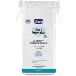 Детские салфетки Chicco Baby Moments хлопчатобумажные, 60 шт. (10609.00)