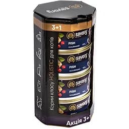 Набор влажных кормов для прихотливых кошек Savory Adult 3+1 с рыбой 400 г (4 шт. х 100 г)
