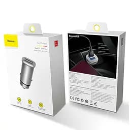 Адаптер автомобільний BASEUS Square metal QC3.0 2 USB 30 W 5 A CCALL-DS01 - мініатюра 3