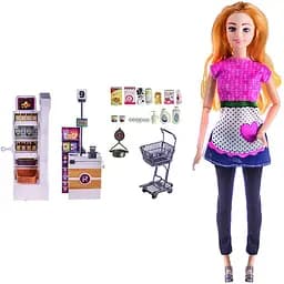 Кукла для девочек Bambi KQ113A с тележкой и продуктами Белый