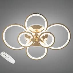 Стельова LED-люстра Diasha 8022/6G 135W, 6 кілець, 3 кольори світла, Ø58×81 см, диммер, пульт