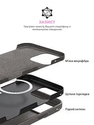 Силиконовый чехол с MagSafe для Apple iPhone 16 Pro, ICON2 MagCase, серый, противоударный, панель с мягкой подкладкой, защита всего корпуса, поддержка беспроводной зарядки, совместим с защитными стеклами и пленками, ArmorStandart (ARM81316) - мініатюра 6