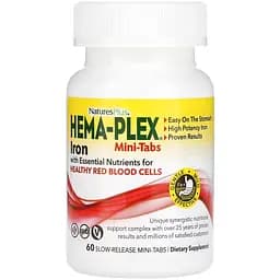 Залізо Natures Plus Hema-Plex Iron with Essential Nutrients for Healthy Red Blood Cells 60 міні-таблеток