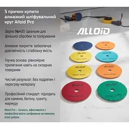 Круг алмазний Alloid Building Tools шліфувальний на липучці 100 мм зерно 400 (DD-63288) - мініатюра 7