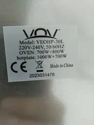 Електродуховка VOV Veohp 30L 1700Вт з 2 конфорками + лоток для піци - мініатюра 4