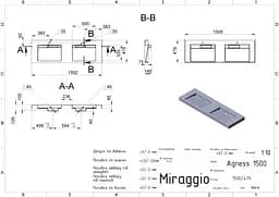 Умивальник Miraggio AGNESS 1500 (0001060) Mirasoft, Матовий, Накладний/Врізний, Білий - мініатюра 2