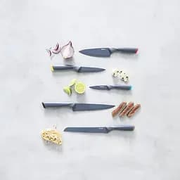 Набір ножів Fresh Kitchen, дерев'яна колода, 5шт, нержавіюча сталь, пластик, дерево, чорний Tefal kuh0014602 - мініатюра 6