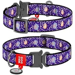 Нашийник для собак Waudog Nylon нейлоновий з QR паспортом малюнок Рік та Морті Розмір L