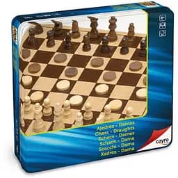 Настольная игра CAYRO Дорожные шахматы и шашки в металлической коробке (751)