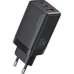 Зарядний пристрій Usams US-CC180 triple GaN USB-A/USB-C QC&PD3.0 65W 5A Black