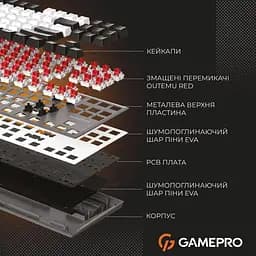 Клавіатура GamePro Genesis Joker 87% Red switches (MK124G) - мініатюра 6