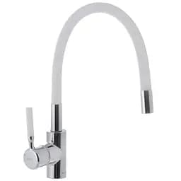 Змішувач для кухні із силіконовим виливом Mixxus Premium RIO 011 white MI5814 Хром