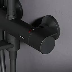 Душова система з термостатом Am.Pm X-Joy верхній душ 220 мм black F0785A522, Чорний матовий - мініатюра 5