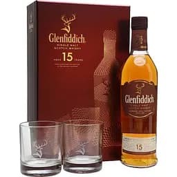 Виски Glenfiddich 15 yo Single Malt Scotch Whisky 40% 0.7 л + 2 стакана