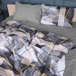 Комплект постільної білизни MisSon Сатин 22-1403 Geometric Elegance 160 x 220 см сірий (2200010567762)