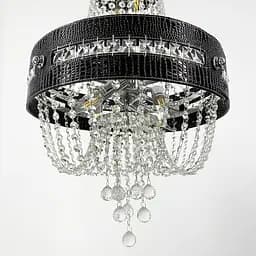 Підвісна кришталева люстра із чорною екошкірою Line.F S 003/6 BK