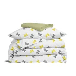Дитяча постільна білизна в ліжечко BUTTERFLY SC14, жовтий (ButterfliesGrayYellow_78Olive_140)
