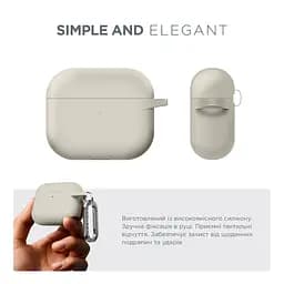 Силіконовий чохол для навушників Apple AirPods 3, Hang Case, бежевий, ультратонкий захисний кейс товщиною 2 мм, захист від подряпин, пилу та ударів, компактний, з карабіном для кріплення, ArmorStandart (ARM60307) - мініатюра 2