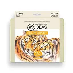 Набор цветных карандашей 99IDEAS "Color Expert" 24 цвета, Animal Set, металлическая коробка, 99CE-24ANIM