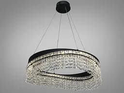 Підвісна LED люстра Diasha P7027/D600BK чорна 68W кришталь - мініатюра 4