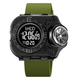 Чоловічий наручний годинник з ліхтарем Skmei 2187 Зелений з чорним циферблатом