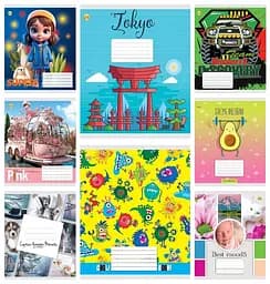 Зошити учнівські 12 аркушів коса лінія Люкс Мікс 2, 25 шт. в упаковці