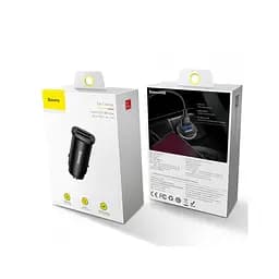 АЗП Baseus Square metal A + A 30W Dual QC3.0 Quick Car Charger ( QC3.0, SCP, AFC ) Black - мініатюра 2