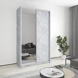 Шкаф-купе двухдверный MebelStar Стандарт AL ДСП/Зеркало 140x45x240 см Бетон (MBS-3703)