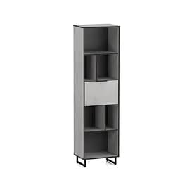 Стеллаж для книг и декора на ножках Moreli Forte F-0016 в стиле Loft 550х2000х400 мм Бетон Тефра