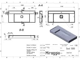 Умивальник Miraggio SOUL 1200 (8813394) Miramarble, Глянцевий, Підвісний, Білий - мініатюра 2