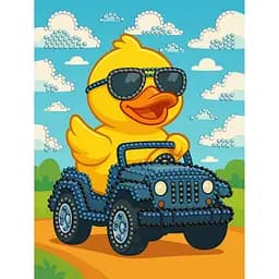 Алмазна мозаїка з частковою викладкою "Качка на машині" ©art_selena_ua Ідейка AMV1207, 15х20 см