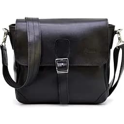 Сумка-мессенджер Tarwa через плечо черная гладкая кожа наппа 25х25х11 см sum0028199